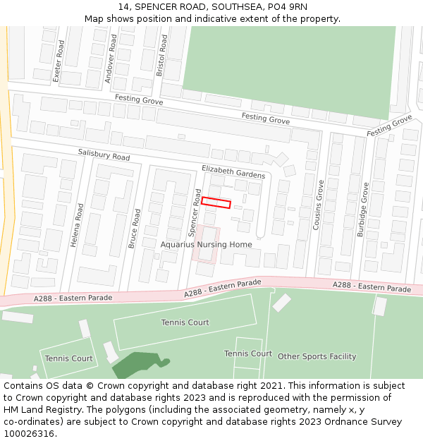 14, SPENCER ROAD, SOUTHSEA, PO4 9RN: Location map and indicative extent of plot