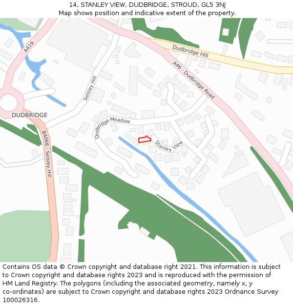 14, STANLEY VIEW, DUDBRIDGE, STROUD, GL5 3NJ: Location map and indicative extent of plot