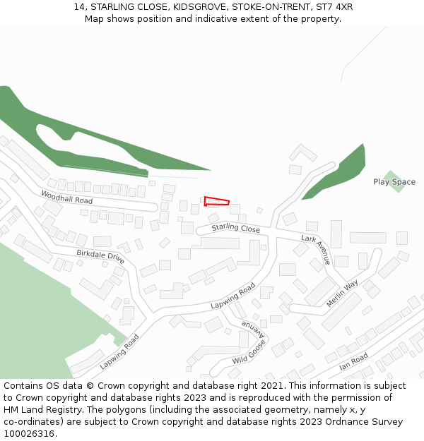 14, STARLING CLOSE, KIDSGROVE, STOKE-ON-TRENT, ST7 4XR: Location map and indicative extent of plot