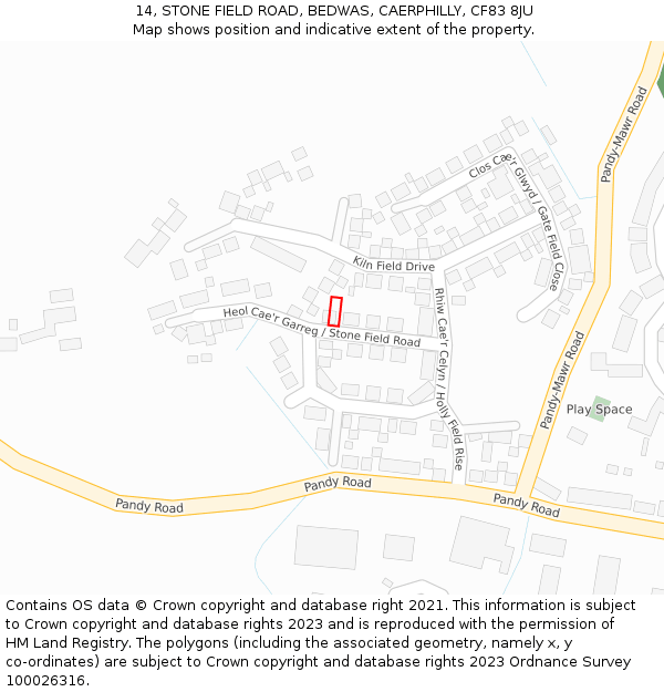 14, STONE FIELD ROAD, BEDWAS, CAERPHILLY, CF83 8JU: Location map and indicative extent of plot