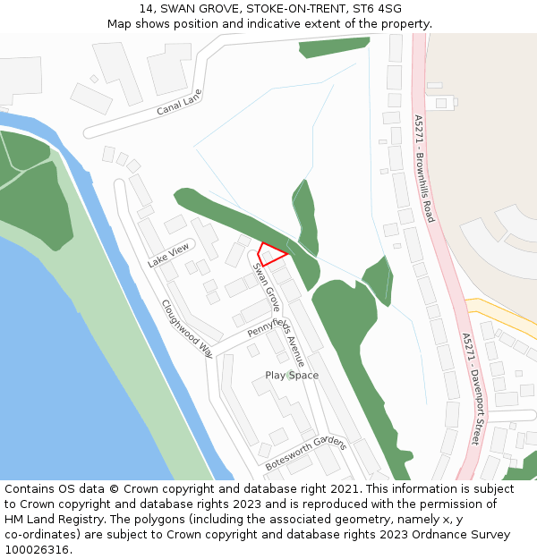 14, SWAN GROVE, STOKE-ON-TRENT, ST6 4SG: Location map and indicative extent of plot