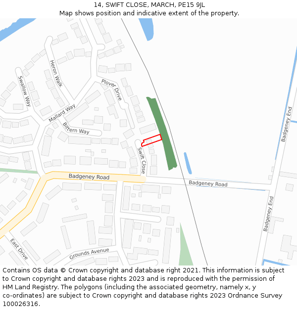 14, SWIFT CLOSE, MARCH, PE15 9JL: Location map and indicative extent of plot