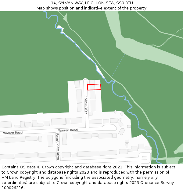 14, SYLVAN WAY, LEIGH-ON-SEA, SS9 3TU: Location map and indicative extent of plot