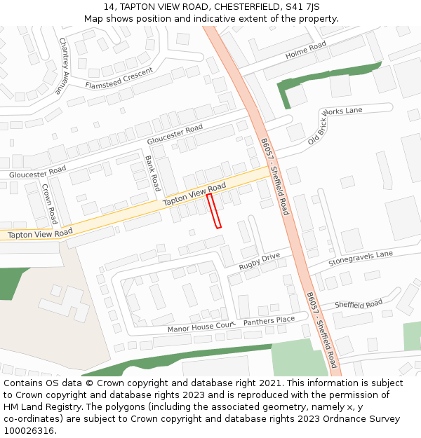 14, TAPTON VIEW ROAD, CHESTERFIELD, S41 7JS: Location map and indicative extent of plot