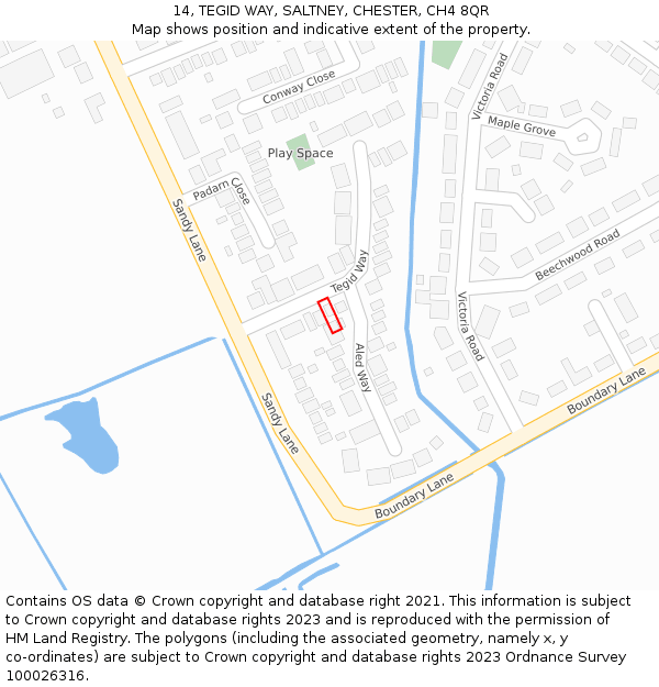 14, TEGID WAY, SALTNEY, CHESTER, CH4 8QR: Location map and indicative extent of plot
