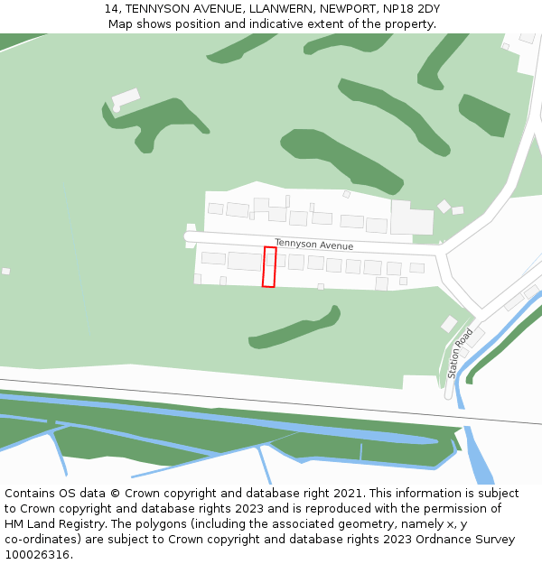 14, TENNYSON AVENUE, LLANWERN, NEWPORT, NP18 2DY: Location map and indicative extent of plot