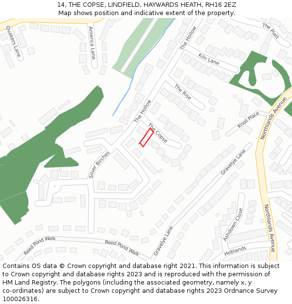 14, THE COPSE, LINDFIELD, HAYWARDS HEATH, RH16 2EZ: Location map and indicative extent of plot