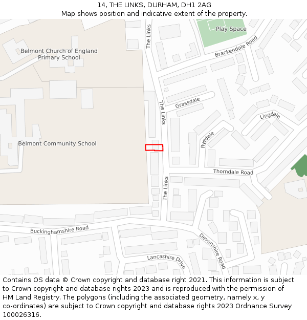 14, THE LINKS, DURHAM, DH1 2AG: Location map and indicative extent of plot