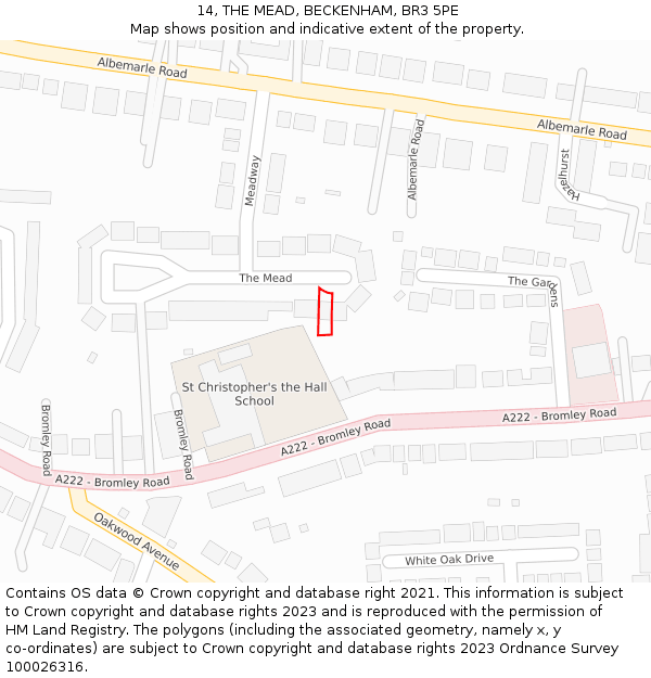 14, THE MEAD, BECKENHAM, BR3 5PE: Location map and indicative extent of plot