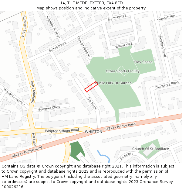 14, THE MEDE, EXETER, EX4 8ED: Location map and indicative extent of plot
