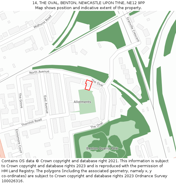 14, THE OVAL, BENTON, NEWCASTLE UPON TYNE, NE12 9PP: Location map and indicative extent of plot