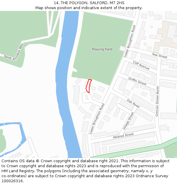 14, THE POLYGON, SALFORD, M7 2HS: Location map and indicative extent of plot