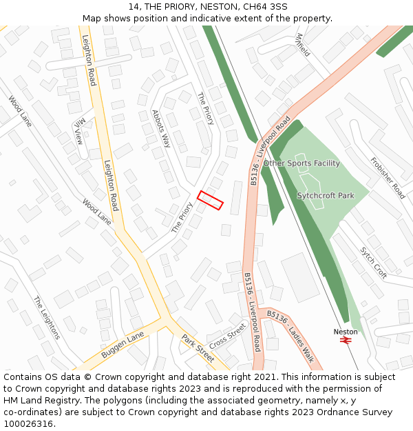 14, THE PRIORY, NESTON, CH64 3SS: Location map and indicative extent of plot