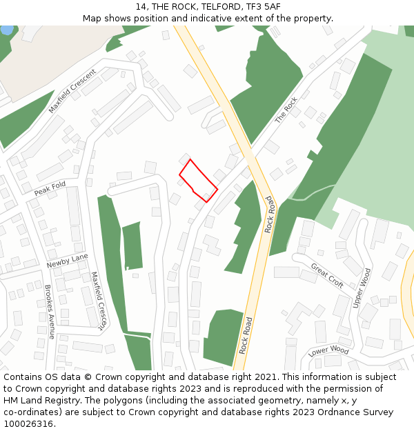 14, THE ROCK, TELFORD, TF3 5AF: Location map and indicative extent of plot