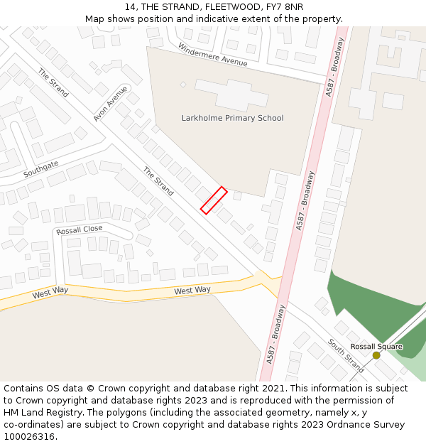 14, THE STRAND, FLEETWOOD, FY7 8NR: Location map and indicative extent of plot