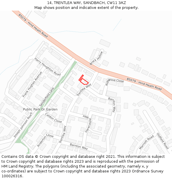 14, TRENTLEA WAY, SANDBACH, CW11 3AZ: Location map and indicative extent of plot