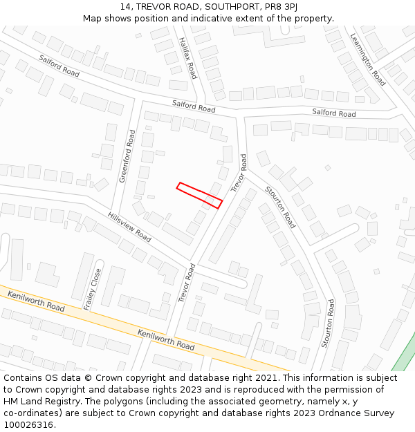 14, TREVOR ROAD, SOUTHPORT, PR8 3PJ: Location map and indicative extent of plot