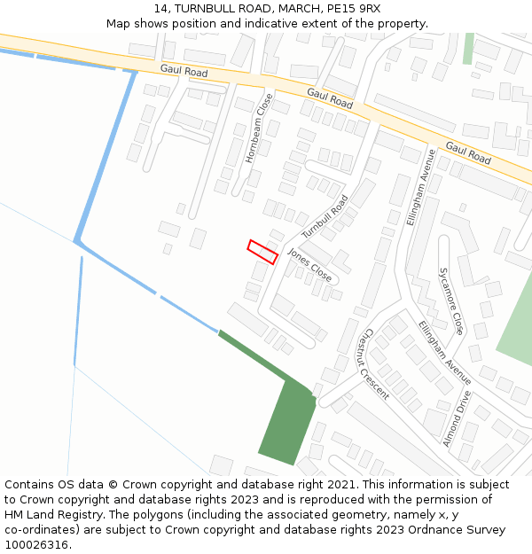 14, TURNBULL ROAD, MARCH, PE15 9RX: Location map and indicative extent of plot