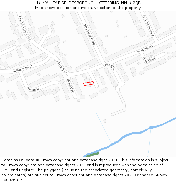 14, VALLEY RISE, DESBOROUGH, KETTERING, NN14 2QR: Location map and indicative extent of plot