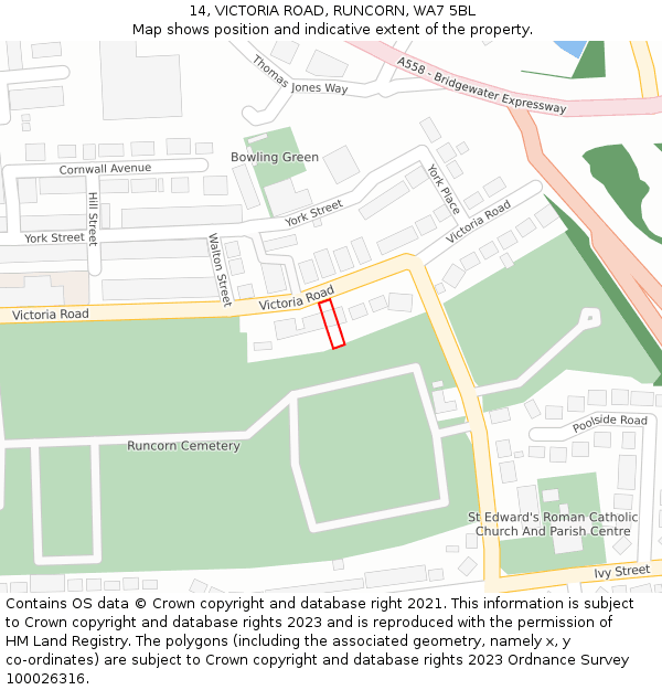 14, VICTORIA ROAD, RUNCORN, WA7 5BL: Location map and indicative extent of plot