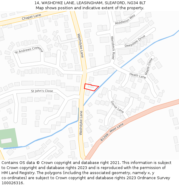 14, WASHDYKE LANE, LEASINGHAM, SLEAFORD, NG34 8LT: Location map and indicative extent of plot