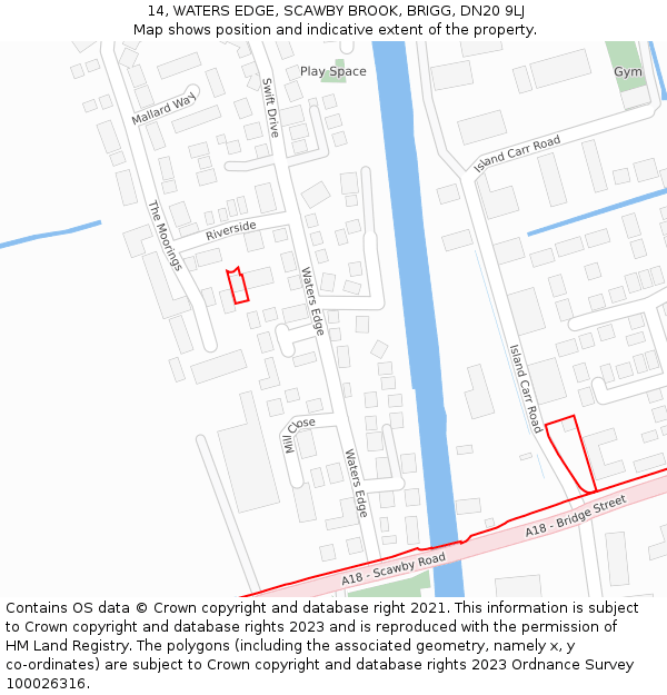 14, WATERS EDGE, SCAWBY BROOK, BRIGG, DN20 9LJ: Location map and indicative extent of plot