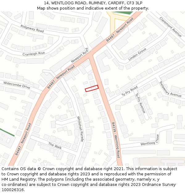 14, WENTLOOG ROAD, RUMNEY, CARDIFF, CF3 3LP: Location map and indicative extent of plot