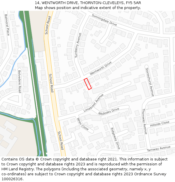 14, WENTWORTH DRIVE, THORNTON-CLEVELEYS, FY5 5AR: Location map and indicative extent of plot