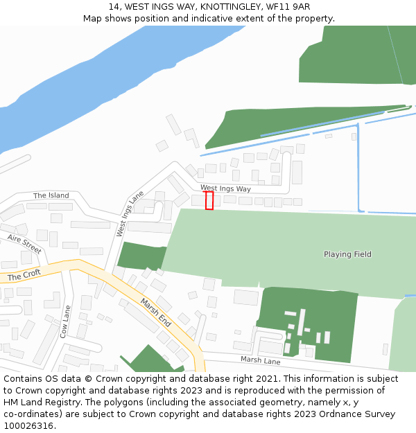 14, WEST INGS WAY, KNOTTINGLEY, WF11 9AR: Location map and indicative extent of plot