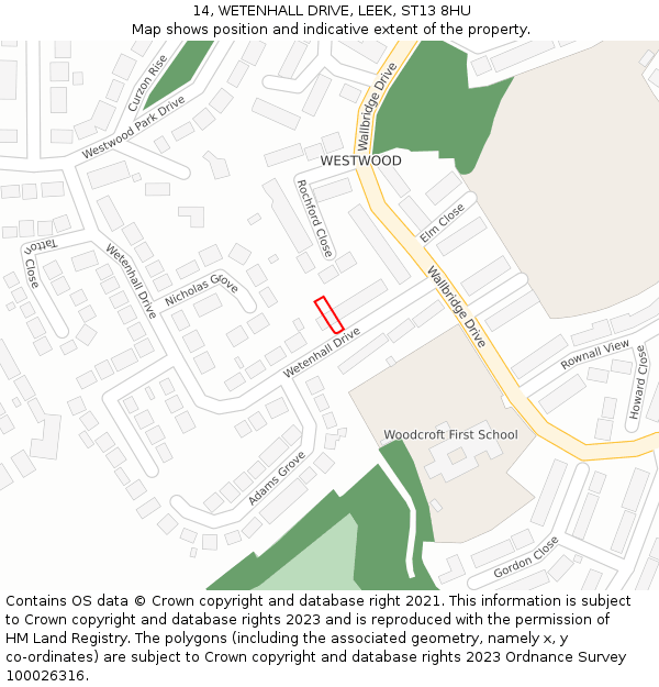 14, WETENHALL DRIVE, LEEK, ST13 8HU: Location map and indicative extent of plot