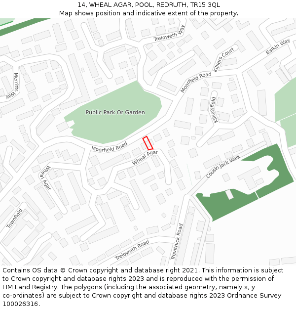 14, WHEAL AGAR, POOL, REDRUTH, TR15 3QL: Location map and indicative extent of plot