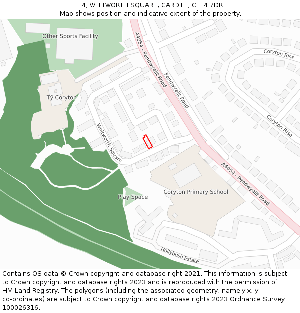 14, WHITWORTH SQUARE, CARDIFF, CF14 7DR: Location map and indicative extent of plot