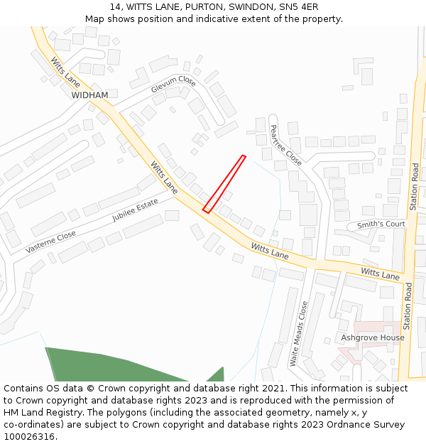 14, WITTS LANE, PURTON, SWINDON, SN5 4ER: Location map and indicative extent of plot