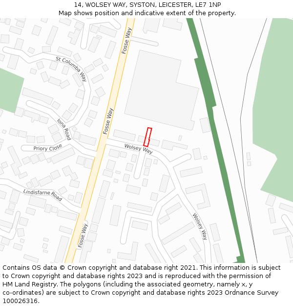 14, WOLSEY WAY, SYSTON, LEICESTER, LE7 1NP: Location map and indicative extent of plot