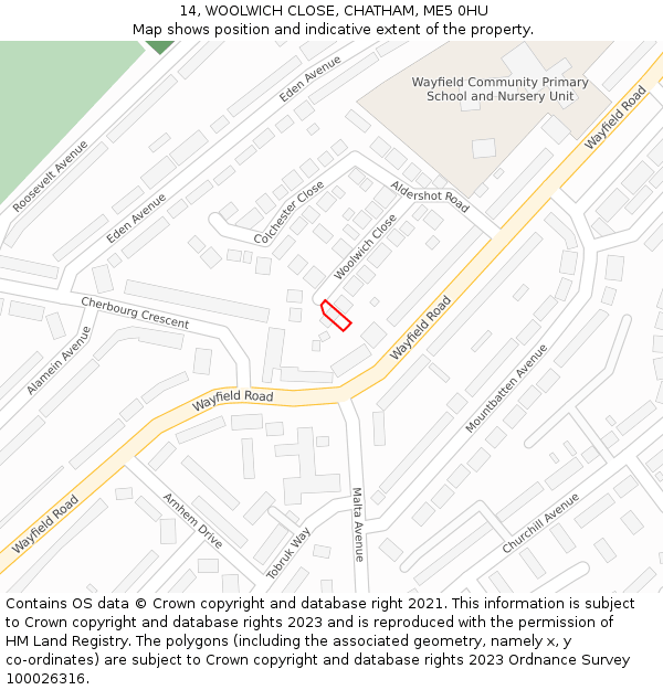 14, WOOLWICH CLOSE, CHATHAM, ME5 0HU: Location map and indicative extent of plot