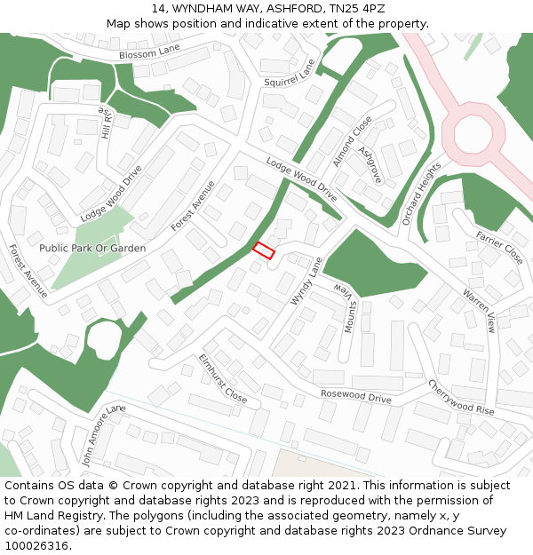 14, WYNDHAM WAY, ASHFORD, TN25 4PZ: Location map and indicative extent of plot