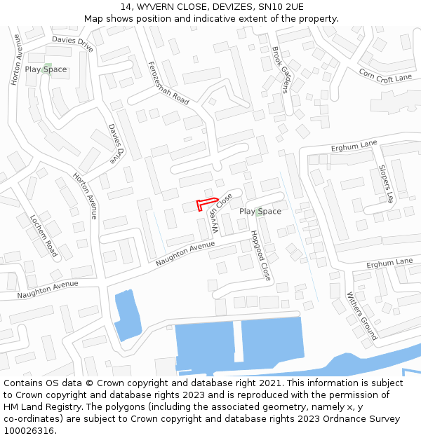 14, WYVERN CLOSE, DEVIZES, SN10 2UE: Location map and indicative extent of plot