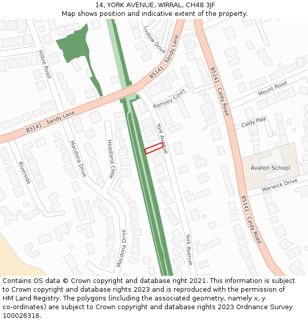 14, YORK AVENUE, WIRRAL, CH48 3JF: Location map and indicative extent of plot