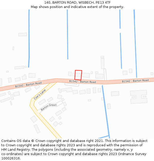 140, BARTON ROAD, WISBECH, PE13 4TF: Location map and indicative extent of plot