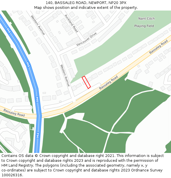 140, BASSALEG ROAD, NEWPORT, NP20 3PX: Location map and indicative extent of plot