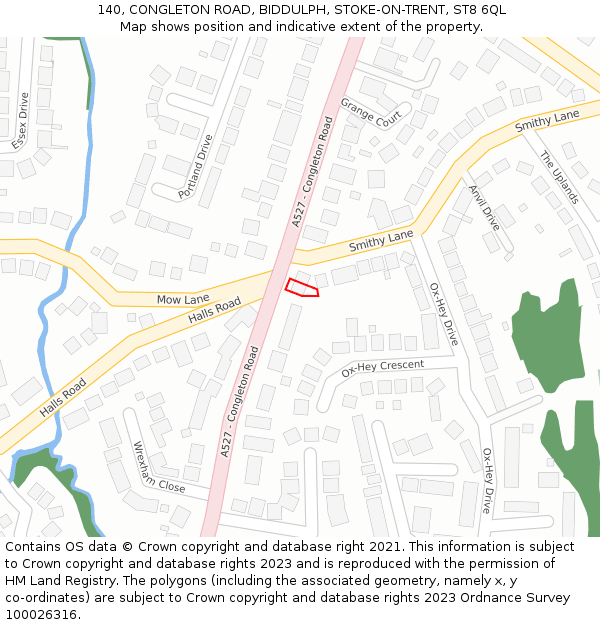 140, CONGLETON ROAD, BIDDULPH, STOKE-ON-TRENT, ST8 6QL: Location map and indicative extent of plot