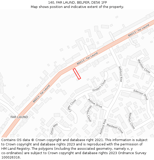 140, FAR LAUND, BELPER, DE56 1FP: Location map and indicative extent of plot