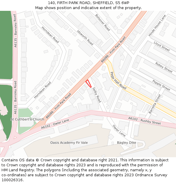 140, FIRTH PARK ROAD, SHEFFIELD, S5 6WP: Location map and indicative extent of plot