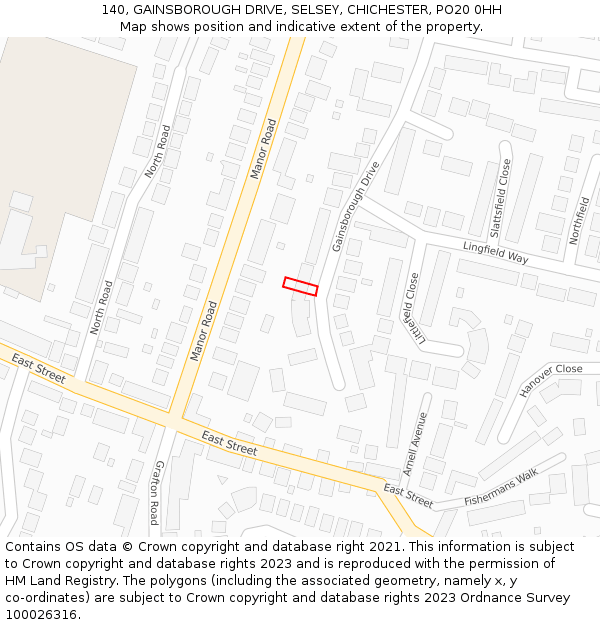 140, GAINSBOROUGH DRIVE, SELSEY, CHICHESTER, PO20 0HH: Location map and indicative extent of plot