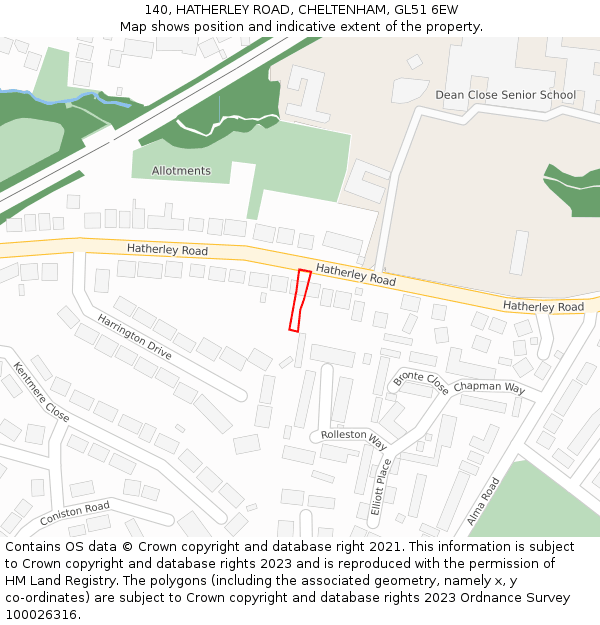 140, HATHERLEY ROAD, CHELTENHAM, GL51 6EW: Location map and indicative extent of plot