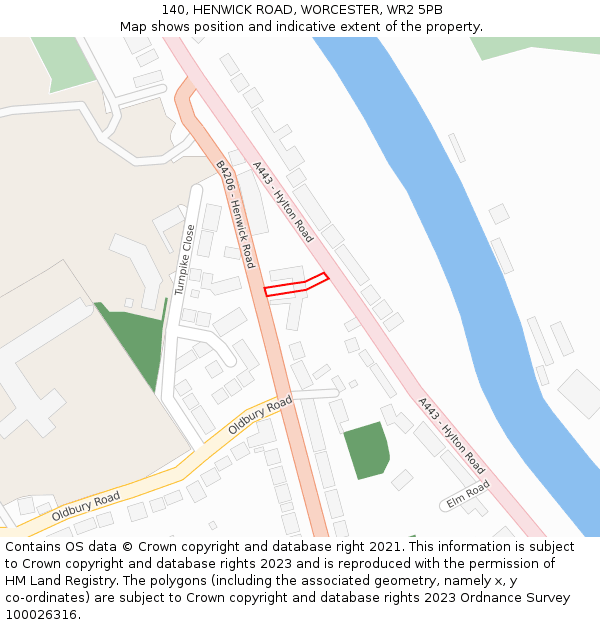 140, HENWICK ROAD, WORCESTER, WR2 5PB: Location map and indicative extent of plot