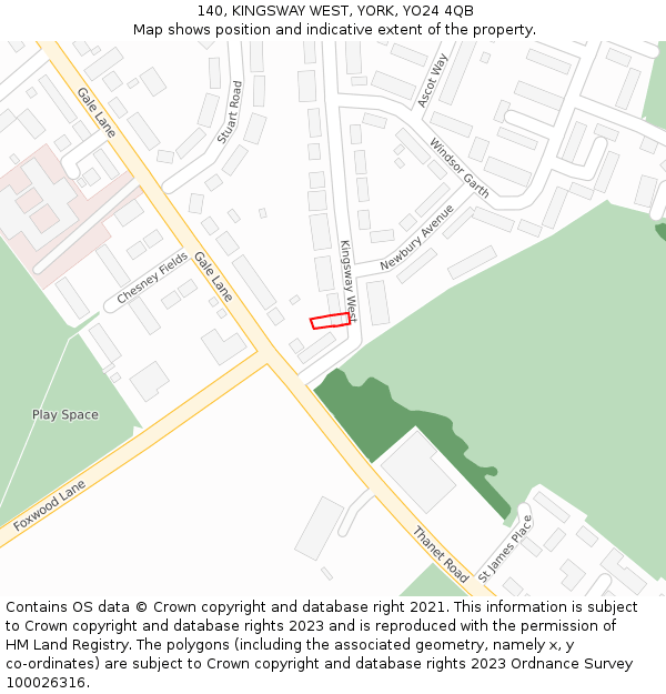 140, KINGSWAY WEST, YORK, YO24 4QB: Location map and indicative extent of plot