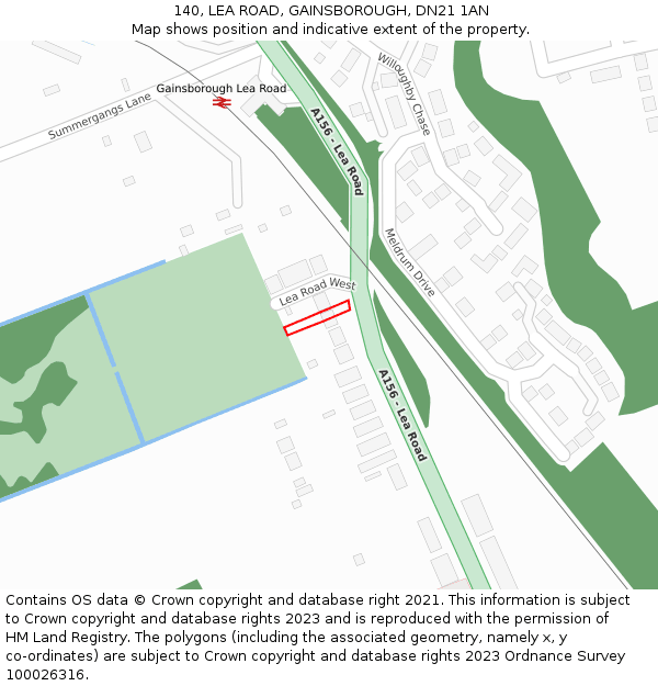 140, LEA ROAD, GAINSBOROUGH, DN21 1AN: Location map and indicative extent of plot