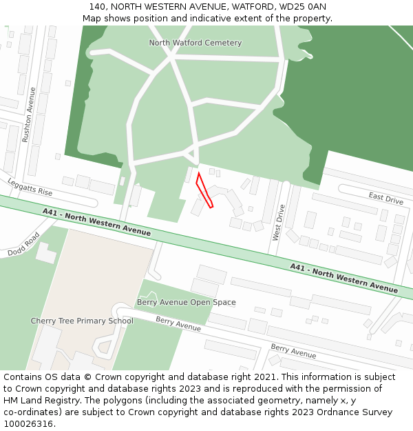 140, NORTH WESTERN AVENUE, WATFORD, WD25 0AN: Location map and indicative extent of plot