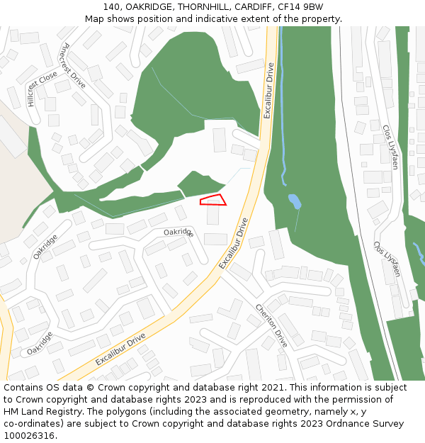 140, OAKRIDGE, THORNHILL, CARDIFF, CF14 9BW: Location map and indicative extent of plot